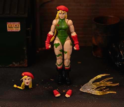 Jada Toys – Street Fighter II Cammy Action Figure - 1:12 Scale Collectible - Includes Interchangeable Heads, Hands, and Accessories - Ages 13+ - Classic Video Game Nostalgia