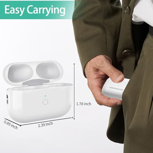 Wireless Charging Case Replacement Compatible with AirPods Pro 1st & 2nd Generation, AirPods Pro 1st & 2nd Charger Case with Bluetooth Pairing Sync Button - No Earbuds