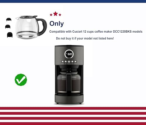Replacement Coffee Pot, Only Compatible for Cuisinart Coffee Maker DCC1220BKS， NOT for Other brand or other models.