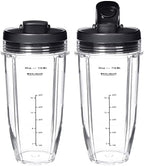 Replacement 24oz Blender Cup For Ninja BN401 BN751 BN801 BN800 BL450 BL456 BL480 Foodi SS401 SS101 TWISTi SS151 SS351 Cups Nutri Ninja Auto IQ Parts Lids Upgraded (2 Pack)