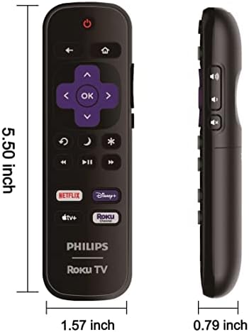 OEM Replacement Remote Control Compatible with All Philips Roku TV Smart TVs【Only Works with Philips Roku TV, Not for Roku Stick and Roku Box】 (Netflix/Disney Plus/Apple TV+ / Roku Channel)