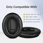 Aurivor Replacement Ear-Pads for Bose Quiet-Comfort QC 35 (ii) 25 15 2 Headphones, Tear-Proof Cushion for QC35 (ii) QC25 QC15 QC2 SoundTrue/SoundLink AE2/AE2i/AE2w Around-Ear Headphones (Black)