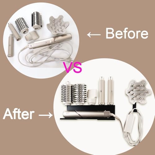 Hair Dryer Holder for Shark Flex Style, Wall Mount Holder Compatible with Shark FlexStyle, Curling Wand Organizer, Rack with Cord Hanger for Accessories Curlers Brushes Diffuser and Attachments