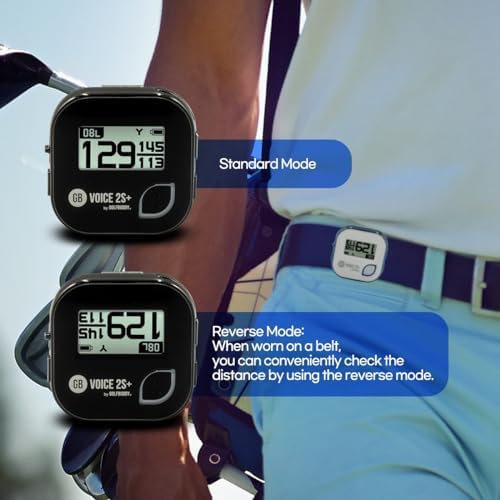 GOLFBUDDY Voice 2S+ Talking GPS Rangefinder, Clip on Hat Golf Navigation, Slope Mode on/Off, 18 Hours Battery Life, Shot Distance Measurement, Preloaded with 40,000 Courses Worldwide (Black)