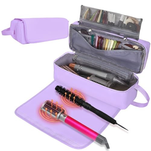 Hair Tools Travel Bag with Heat Resistant Mat Hair Styling Accessories Storage Case for Hair Dryer Flat Iron Straightener Curling Iron Haircare Accessories Travel Essentials for Women