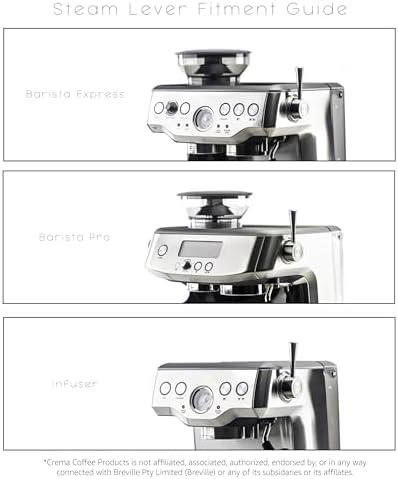 Crema Coffee Products - Replacement Steam Lever Compatible with Breville Espresso Machines - Black/Silver - Fits the Barista Express, Infuser, Barista Pro