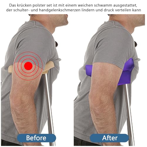 Crutch Pads and Crutch Hand Grip Covers Non Slip Universal Underarm Padding Washable Soft Foam Crutch Pad Covers for Adults, Kids 4PCS (Purple)