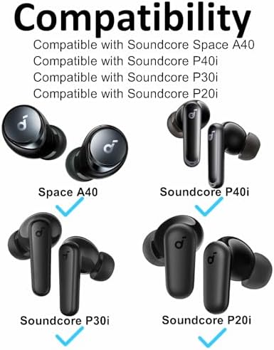 for Soundcore Space A40 P3i P20i P30i P40i Ear Tips Kit Memory Foam Double Flange Replacement Eartips Earbuds Fit in Case Compatible with Soundcore Sport X10 X20 Life A1 Black 9 Pairs