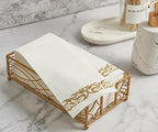FOCUSLINE 100 Linen Feel Disposable Bathroom Napkins, Guest Towels Disposable Bathroom Soft, Absorbent Napkins Paper, Disposable Hand Towels for Bathroom, Parties, Weddings, Dinners, Gold, 12" x 17"
