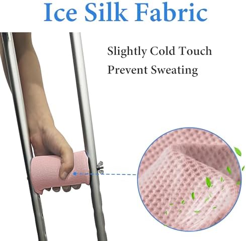 SPRING SEAON Crutches Padding Ice Silk Waffle Pattern Universal Crutch Pads for Armpits and Hand Grips Pads for Crutches Underarm Crutch Cushions Crutch Covers Pillows Crutch Accessories (Pink)