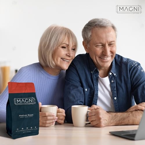 Magni Coffee - Whole Beans - Medium Roast - Low Acid - Single Origin USDA Organic Non-GMO Beans Third Party Tested For Mycotoxins & Pesticides - Fair Trade -12 Oz