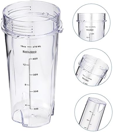 16oz Replacement Cups for Ninja QB3001SS Fit Compact Personal Blender, with Lids- 2 Pack.
