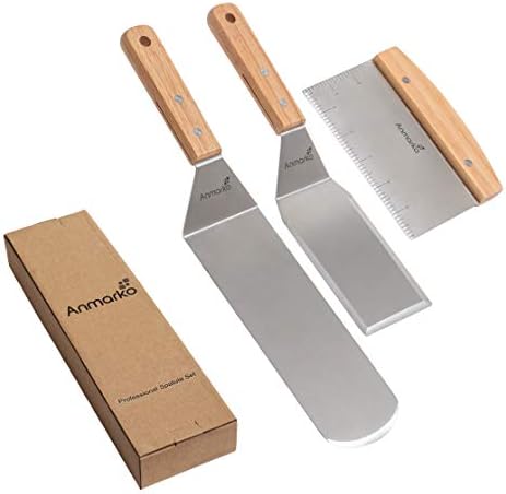 Professional Metal Spatula Set - Stainless Steel Spatula and Griddle Scraper - Heavy Spatula Griddle Accessories Great for Cast Iron Griddle BBQ Flat Top Grill - Commercial Grade