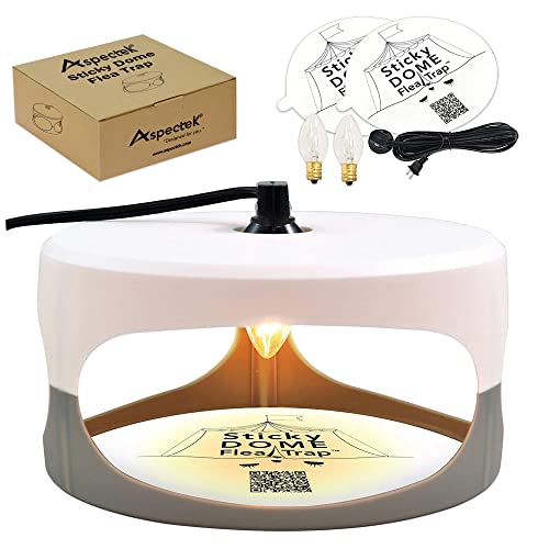 ASPECTEK - Trapest Sticky Dome Flea Bed Bug Trap with 2 Glue Discs. Odorless Cleaner and Flea Killer Trap Pad (Flea Trap)