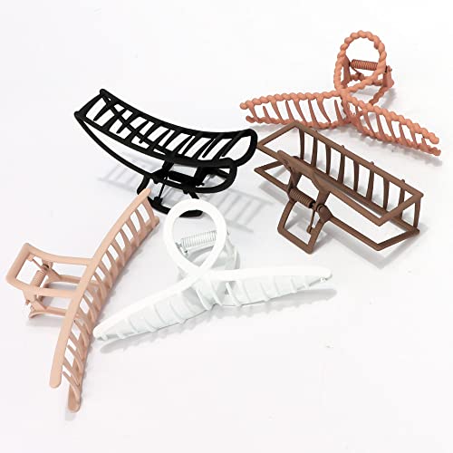 Large Metal Hair Clips for Thick and Long Hair - Butterfly Claw Clips and Big Jaw Clamps for Hair Styling, Accessories for Women (5 Colors)