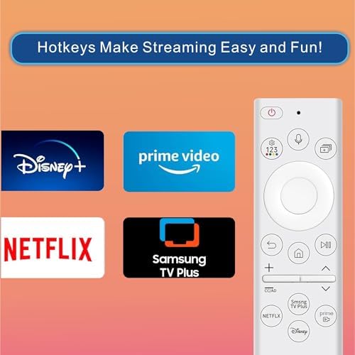 BN59-01391A Voice Remote Replacement for Samsung Frame TV Remote, Compatible with Samsung 2018-2024 Neo LED Smart 4K Ultra HD TV, 4 Shortcut Buttons, White(No Solar)