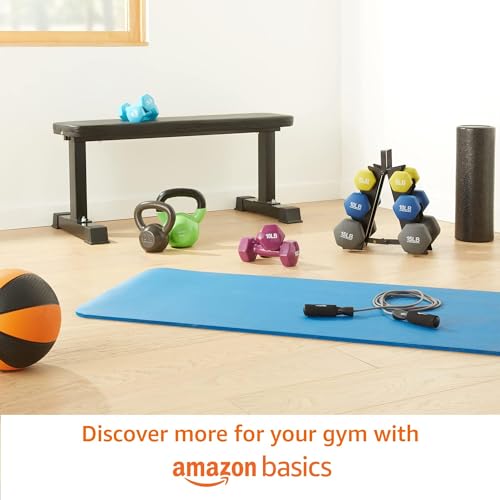 Amazon Basics Rubber Hex Dumbbell Hand Weight, 10 pound, Single, Black
