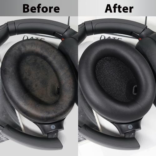 WH-1000XM4 Replacement Earpads Cushions, Protein Leather Ear Pads for Sony WH-1000XM4(WH1000XM4) Noise Canceling Headphones with High Density Memory Foam, Without Affecting Sensor (Black)