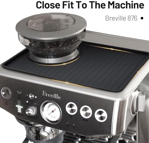 Coffee Mat for Breville 876, Espresso Tamper Mat, Food Grade Silicone Non-Slip, 10.83in x 7.48in, Waterproof Heat Resistant, Espresso Tamping Station for Espresso Machine Barista Accessories (Black)