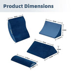 A2ZCOMFY Memory Foam Wedge Pillow Set for Sleeping, Post Surgery, Back Pain Relief - Blue
