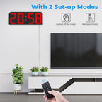 SZELAM Digital Wall Clock, 9.6” LED Large Digital Alarm Clock with Remote Control, 3 Inch Font, Desk Modern Electric Wall Clock for Living Room Bedroom Garage Decor Teens Elderly - Red