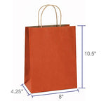 BagDream Gift Bags 8x4.25x10.5 100Pcs Kraft Paper Gift Bags with Handles Bulk, Halloween Party Favor Retail Shopping Craft Bags (Orange)