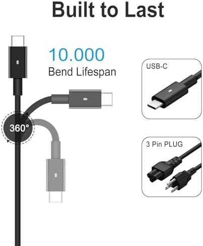 [2025 New] 130W USB C Type C Laptop Charger Replacement for Dell XPS 15 17 9575 9500 9510 9520 9530 9700, Precision 5530 2in1 5550 5570 3560 3550 3551, Latitude 7410 7310 7210 5420 5540 Power Cord