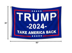 Trump 2024 Flags 3x5 Outdoor Made in USA-Double Sided 3 Ply Heavy Duty Take America Back with 4 Pcs Trump 2024 Sticker,Trump 2024 Flags Banner for Outside with 2 Brass Grommets(Blue)