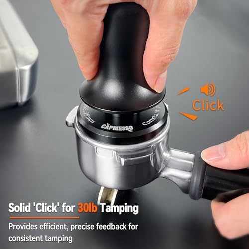 CAPMESSO Espresso Tamper 58.35mm: Coffee Tamper for Breville Espresso Machine With Calibrated 3 Spring Loaded - 30lbs Espresso Accessories Tamper with Sound Feedback, Stand & Ripple Base (58.35mm)
