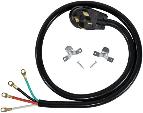 Certified Appliance Accessories 40-Amp Appliance Power Cord, 4 Prong Range Cord, 4 Wires with Eyelet Connectors, 4 Feet, Copper Wire