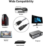 Power Cord, Goalfish 3 Prong AC Power Cable 6.6FT(2m) Nylon Braided Replacement 3 Pin Power Cord UL Certified for Computer, TV, Monitor, Printer, PC, Projector, Power Supply Cable
