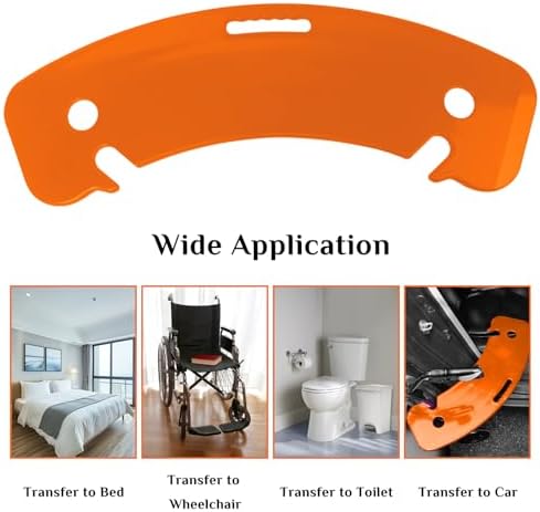 Curved Transfer Board Wheelchair Accessories for Transferring to Wheelchair ，Chair, Bed, Toilet, Car for Patient, Elderly, Disabled, 31.1 * 9.84 * 0.46" 3.64 lbs ABS Transfer Devices (Orange)