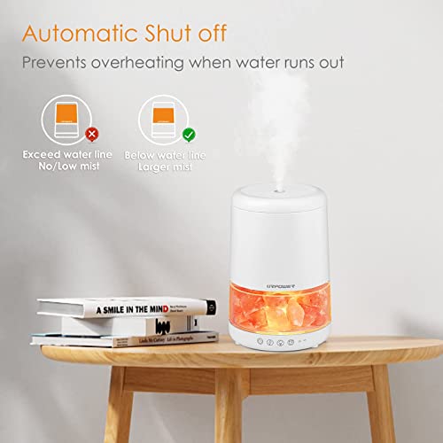 URPOWER 2-in-1 Ultrasonic Essential Oil Diffusers 230ML & Himalayan Salt Lamp Aromatherapy Diffuser Cool Mist Humidifier with 3 Brightness 100% Himalayan Pure Salt Rock Lamp for Home Office Yoga