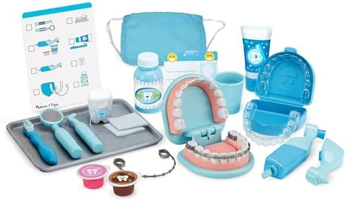 Melissa & Doug Super Smile Dentist Kit With Pretend Play Set of Teeth And Dental Accessories (25 Toy Pieces) Pretend Dentist Play Set, For Kids Ages 3+