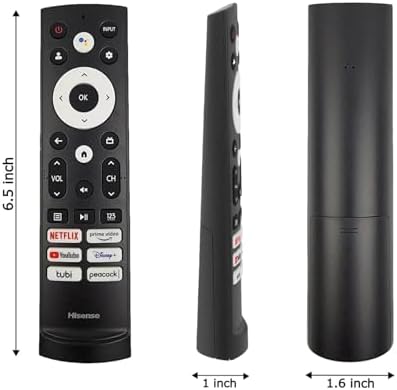 OEM Replacement Remote Control for All Hisense UHD 4K ULED Smart Google TVs with Voice Control 43A6H 50A6H 55A6H 65A6H 75A6H 50U6H 55U6H 65U6H 75U6H75U8H (Netflix/Prime/YouTube/Disney+/Tubi/Peacock)