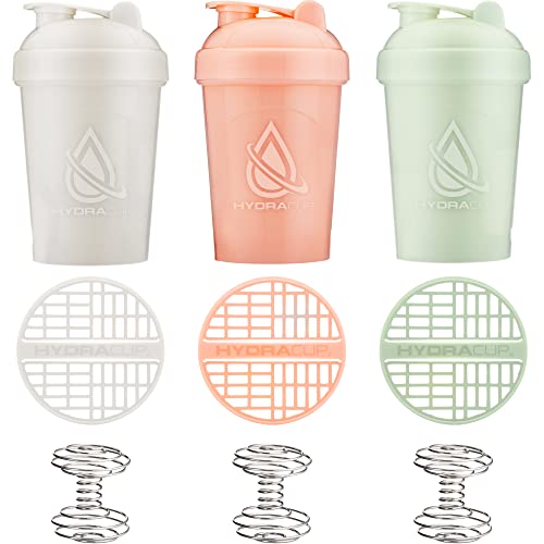 Hydracup [5 Pack] - 20 oz OG Shaker Bottle for Protein Powder Shakes & Mixes, Dual Blender, Wire Whisk & Mixing Grid, BPA Free Shaker Cup Blender Set