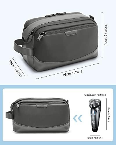BAGSMART Toiletry Bag for Men, Large Travel Toiletry Organizer, Dopp Kit Water-resistant Shaving Bag for Toiletries Accessories - Grey