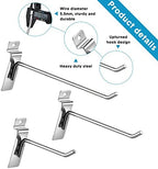 Slatwall Hooks 24 Pc 4/6/8 Inch Slatwall Accessories slat wall shelf brackets Slat Wall Hanging Hook and Hanger Slatwall Panel Hook Slat Wall Hook Heavy Duty Pegboard Gridwall Display Hook (Silver)