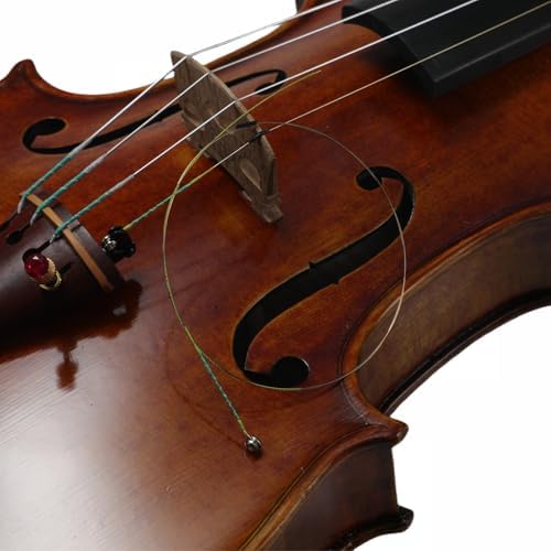 Violin Strings Full Set, Violin Strings Replacement, Carbon Steel Core, Medium Tension,Long-Lasting Durability & Rich Tone - For All Levels (4/4 Gold E) Fiddle String