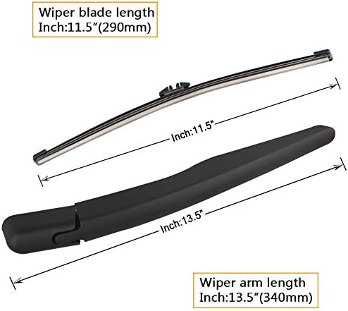 Rear Wiper Arm Blade Replacement for Ford Explorer 2011-2023,Escape 2013-2018,2015-2019 Lincoln MKX Back Windshield Wiper Blade Arm Set -Original Equipment Replacement