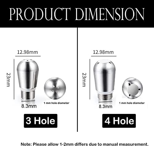 Coffee Maker Steam 3&4 Hole Nozzle 304 Stainless Steel Multiple Holes Tip Milk Foam Spout for Breville 8 Series Espresso Machine Steam Wand Tip Part Replacement