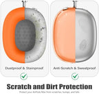 4 in 1 Set for AirPod Max Case, Anti-Scratch Sweat-Proof Ear Pad Covers/Ear Cups Cover/Headband Cover, AirPod Max Cover Accessories for Apple AirPod Max (2020 Lightning /2024 USB-C)- Clear Orange