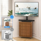 Rfiver Universal Swivel TV Stand Table Top TV Stand for 32-65,70,75 Inch LCD LED TV up to 110 lbs -Height Adjustable Center Pedestal Stand Replacement with Heavy Duty Tempered Glass Base