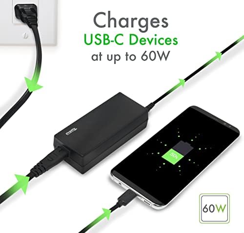 Plugable USB-C Chromebook Charger Replacement, 60W Type C Charger for Laptops, Compatible with USB-C Google Chromebooks Including Samsung, HP, Dell, Lenovo, Acer, Asus