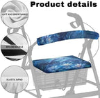 Dolphin Flower Rollator Walker Accessories Cute Walker Seat Covers for Ladies Pattern Rollator Walker Seat and Backrest Covers Universal Walkers for Seniors with Seat Covers Gifts