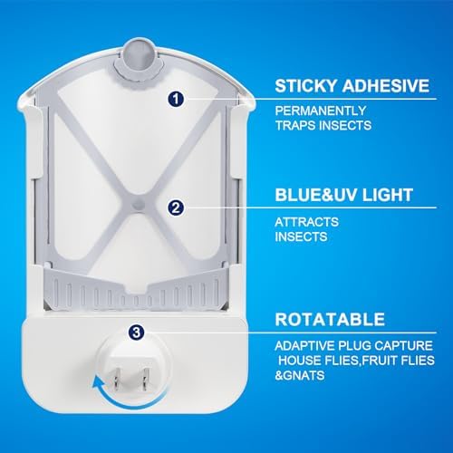 Flying Insect Trap, Compatible with M364A Refill, 2 Plug-in Base + 2 Cartridge