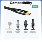 AGVEE 2 Pack 6.6ft USB Cable for Blue Yeti Microphones & Blue Snowball iCE Mic, Replacement Power Cord for Blue Yeti USB Microphone Blackout Edition & HyperX Quadcast, Black
