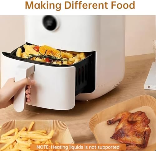 Air Fryer Parchment Paper Liners, 100Pcs Cooking Non-Stick Air Fryer Accessories, Frying Pan, Oil-proof Air Fryers for Ninja DZ201 Air Fryer Baking Roasting Microwave(8.7X5.6IN)