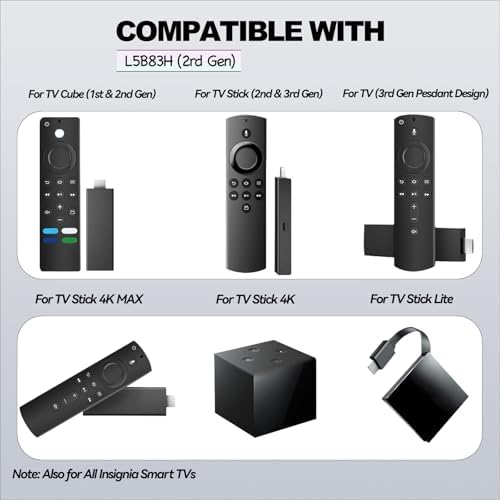 New Voice Replacement TV Remote for FireStick 2rd Gen L5B83H,Fit for Amazon Smart TVs Stick (2nd Gen,3rd Gen,Lite,4K),for All Insignia Smart TVs,for Amazon TVs Cube (1st Gen,2nd Gen)