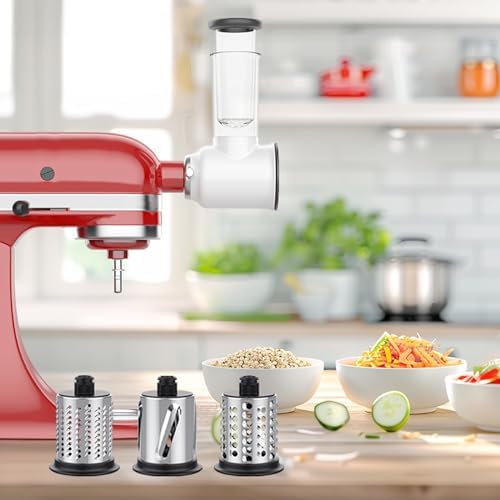 Slicer Shredder Attachment for KitchenAid Stand Mixer, Cheese Grater Attachment for Kitchenaid, Vegetable Salad Maker Accessories with 3 Blades, As Kitchen Aid Mixer Accessories by InnoMoon